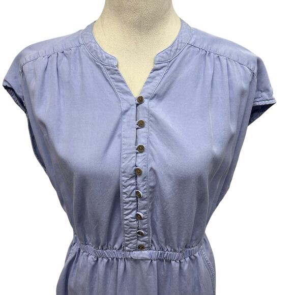 Effortless Casual Button Front Dress prAna Tencel Lyocell Blue Size M - Picture 2 of 9